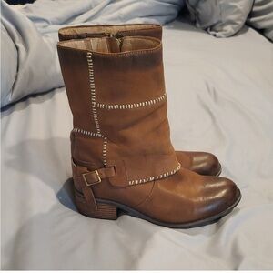 Antelope Brown Heeled Boots with Stitch Detail